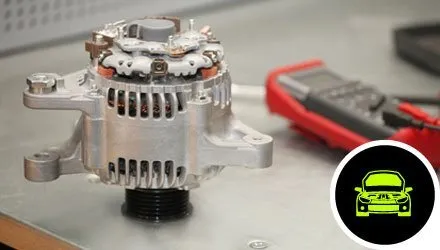 What we do - Car alternator sitting on a workbench